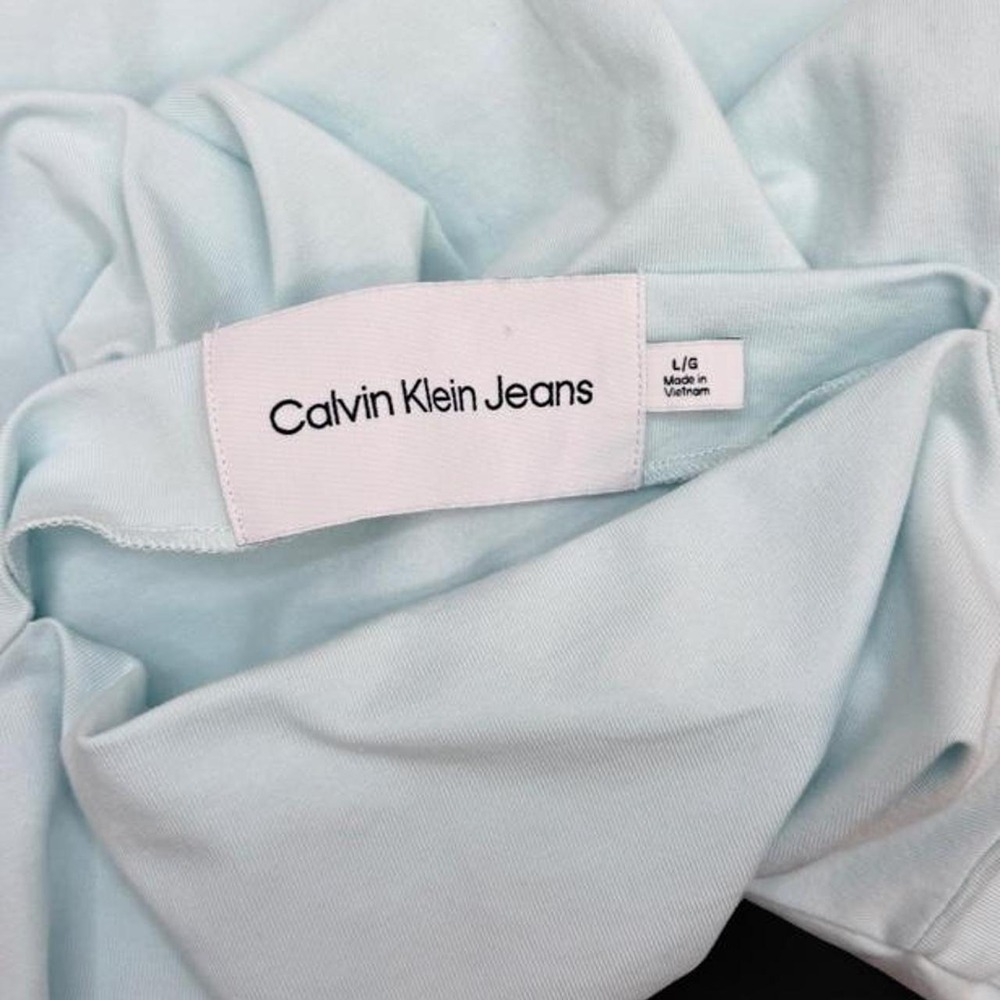 Calvin Klein Jeans Ice Blue Ruched Side Mock Neck Long Sleeve Top L